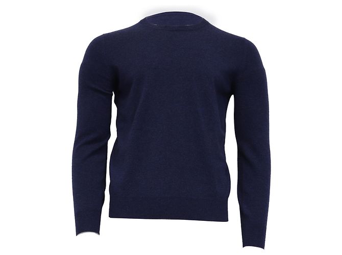 Brunello Cucinelli Pullover aus Navy Blue Kaschmir Blau Marineblau