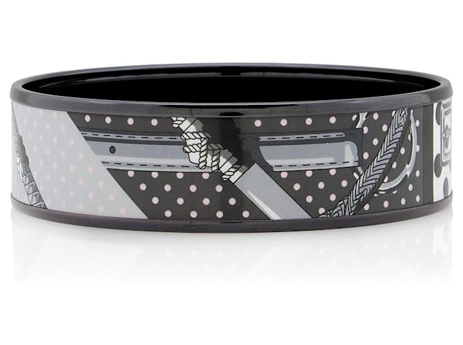 Hermès Bracciale largo in smalto stampato Hermes Nero 