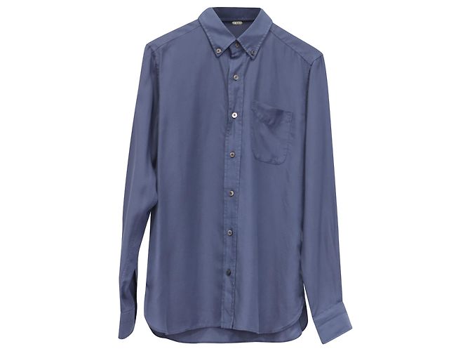 Camicia Tom Ford con bottoni in lyocell blu