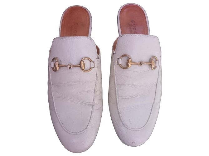 Gucci Princetown Leder-Mules Weiß