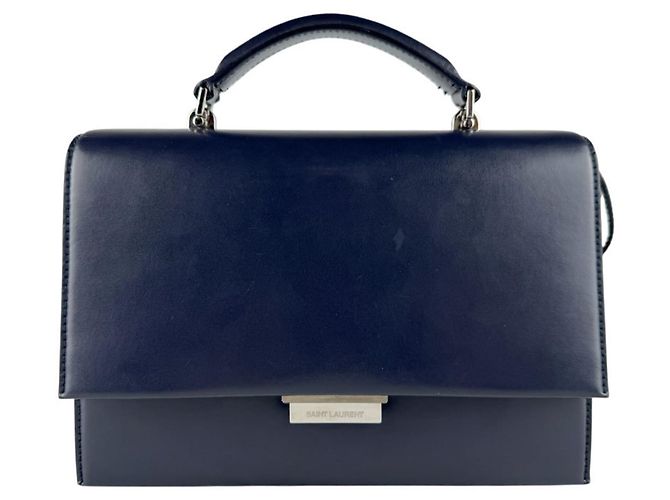 Borsa a tracolla in pelle blu navy Saint Laurent