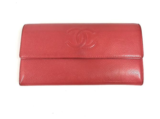 Cartera larga Chanel CC Coco Mark Logo Roja 