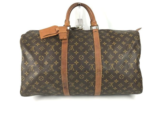 Bolso de viaje Louis Vuitton Monogram Keepall 50 Castaño