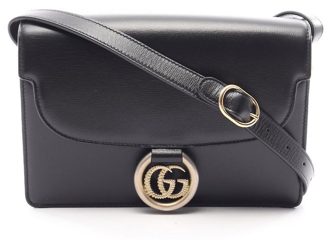 Borsa a tracolla in pelle Gucci Double G Nero