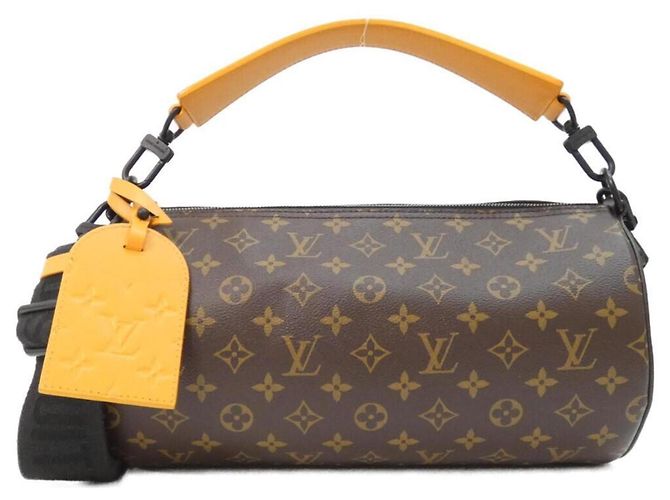 Borsa a tracolla Louis Vuitton Monogram Macassar Soft Polochon Marrone D'oro