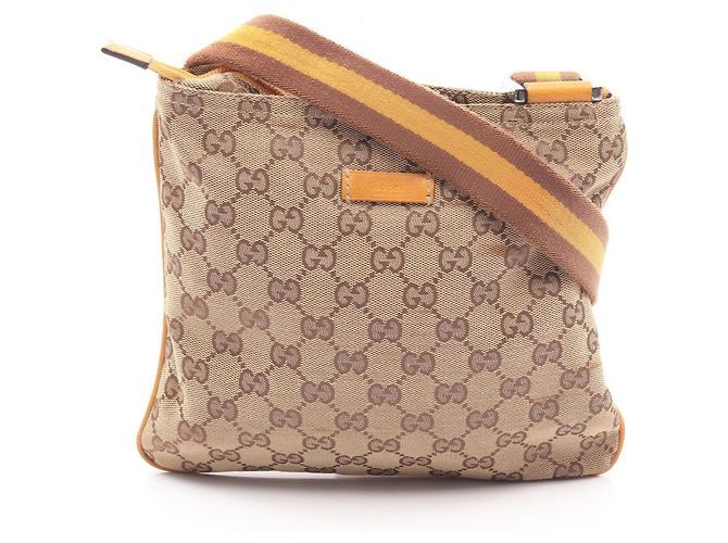 Bolsa de Ombro Gucci GG Canvas Bege Amarelo