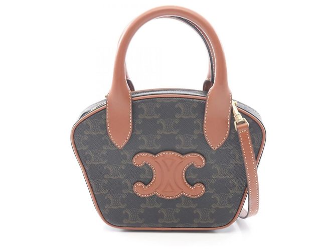 Céline Bolsa 2 formas Celine Triomphe Marrom Preto