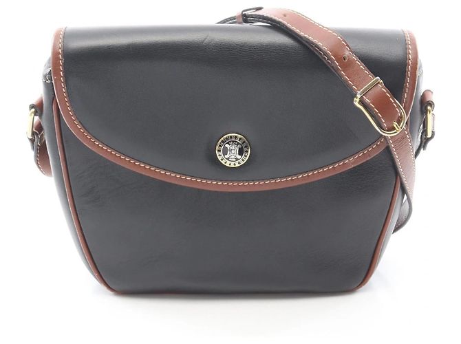 Céline Bolsa de ombro Celine em couro Marrom Preto