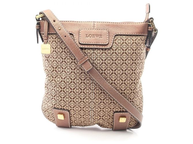 Loewe Anagram Schultertasche Braun Beige