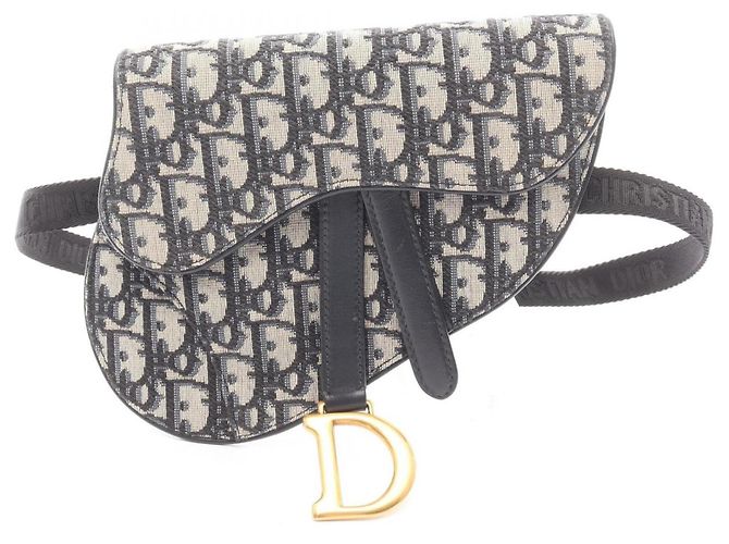 Borsa Saddle Christian Dior Beige Blu navy