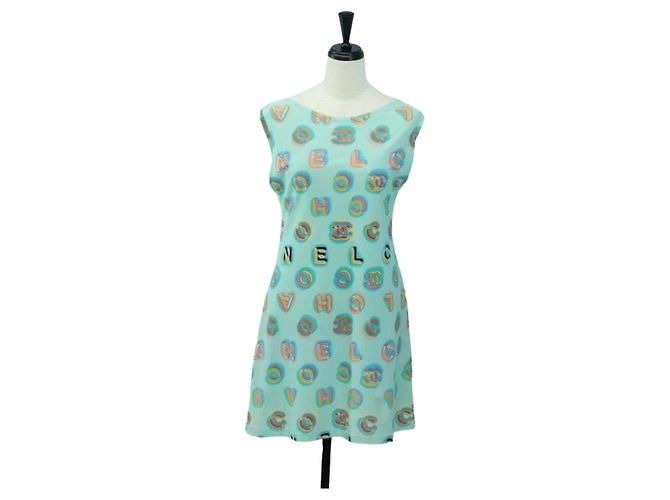 CHANEL One Piece Nylon Green CC Auth 179164M Verde