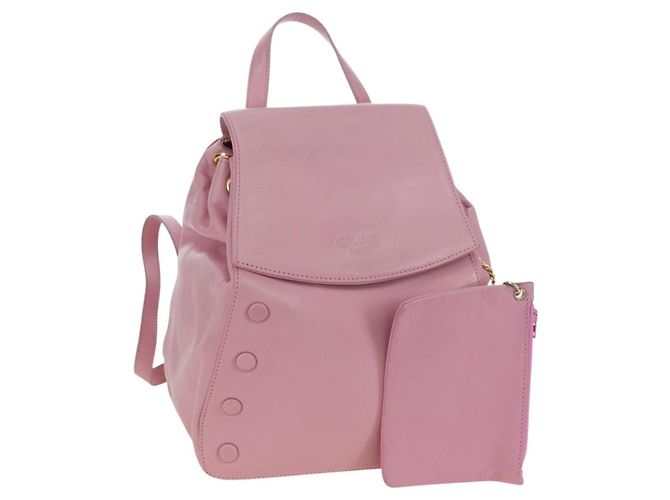 Céline Mochila CELINE de Couro Rosa Ouro Auth bs34989V Dourado