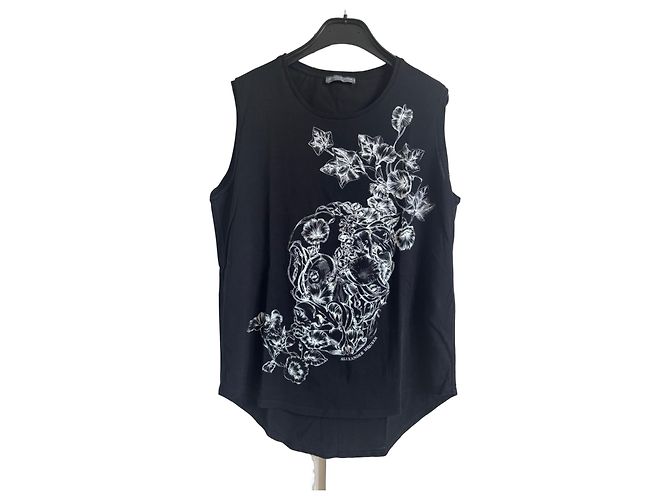 Alexander McQueen Top senza maniche stampa teschio nero