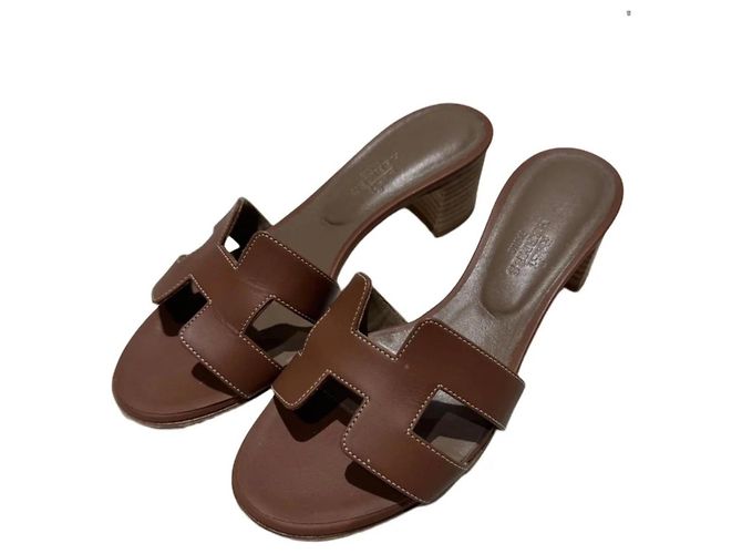 Hermès H Sandalen Leder Braun