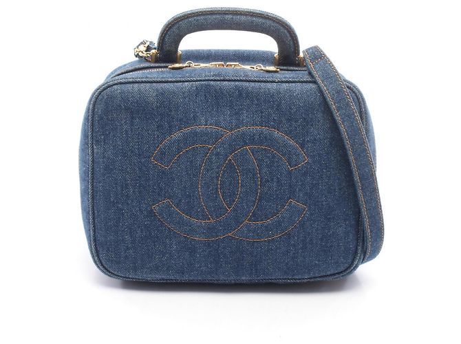 Vanity Borsa 2-Way Chanel Coco Mark in denim blu navy
