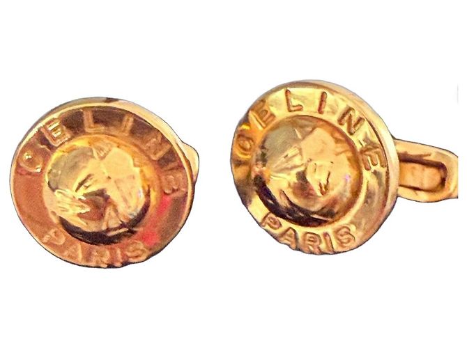 Gemelli Céline Logo in metallo dorato D'oro