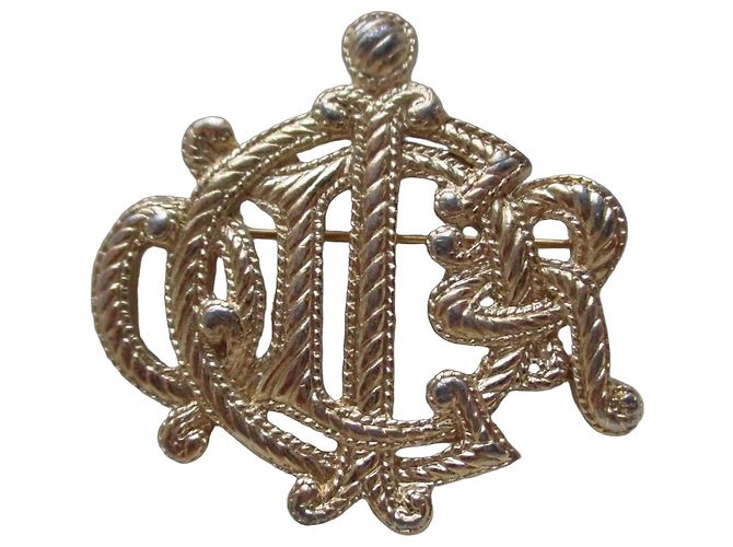 Spilla Christian Dior Logo CD Placcata Oro D'oro