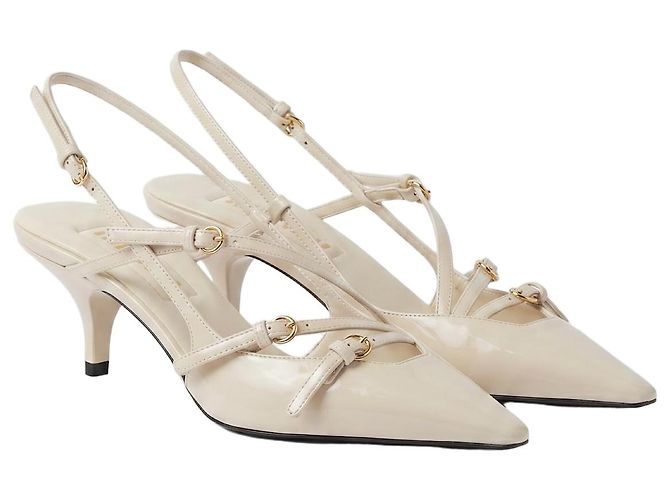 Miu Miu Escarpins à bride arrière et à bout pointu Écru
