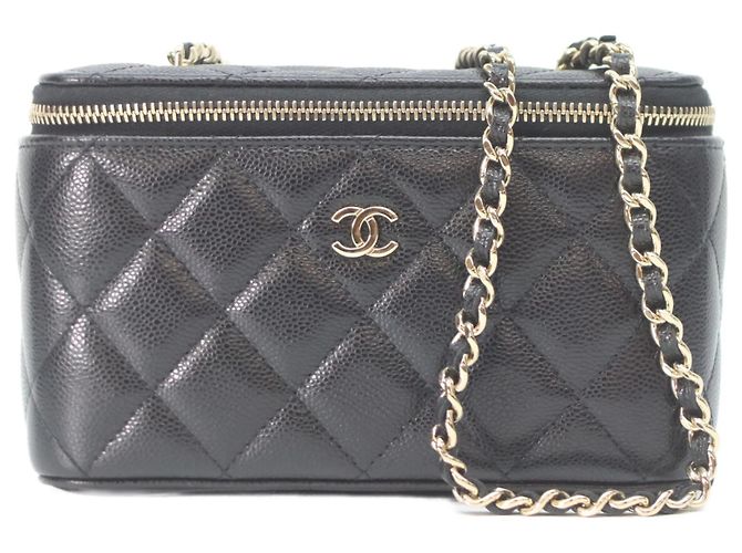 Borsa a tracolla vanity in pelle caviar nera Chanel Nero
