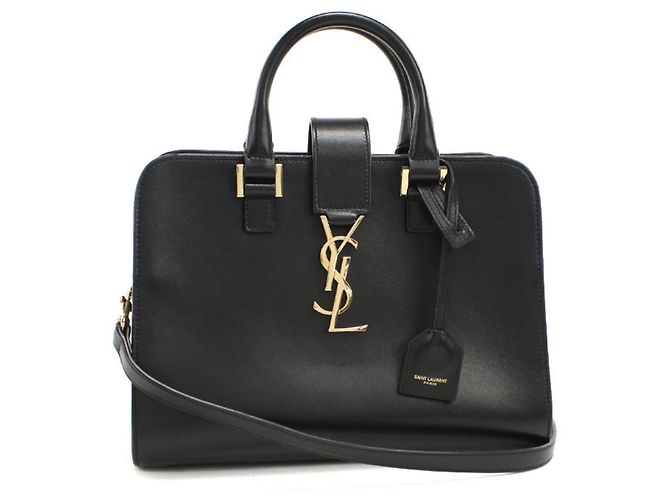 Bolsa de couro de vitelo preto Saint Laurent