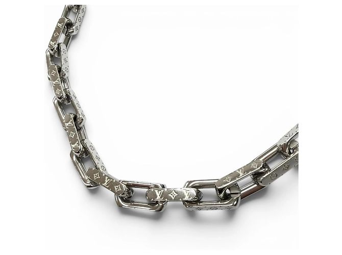 Louis Vuitton Collier Chain Monogram Necklace Silvery
