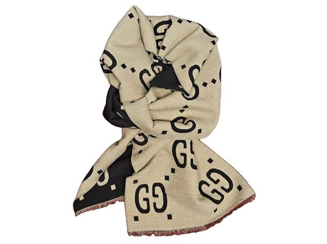 Sciarpa Gucci GG Supreme Beige e Nera Nero 