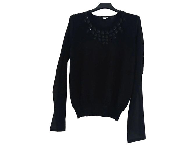 Pull Dior en cachemire noir avec broderies
