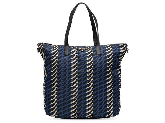 Borsa Satchel Prada Blue Tessuto Stampato
