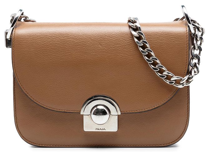 Prada Arcade Crossbody em couro de vitelo glacê marrom