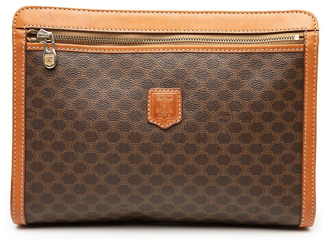 Céline Pochette en toile enduite Celine Marron Macadam