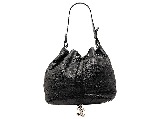Borsa a secchiello On The Road in pelle di vitello lucida nera Chanel Nero
