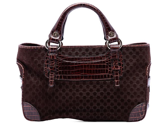 Céline Borsa Celine Boogie in scamosciato marrone Macadam Marrone scuro