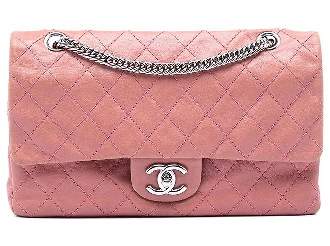 Chanel Pink Medium Classic Washed Lambskin Bijoux Chain Double Flap Rose
