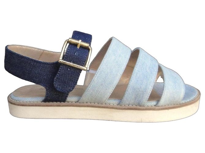 Sandali Anne Thomas in Denim e Pelle Taglia 37 Blu