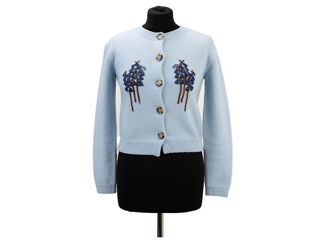 Autre Marque Shushu/Tong blauer bestickter Cardigan Hellblau 