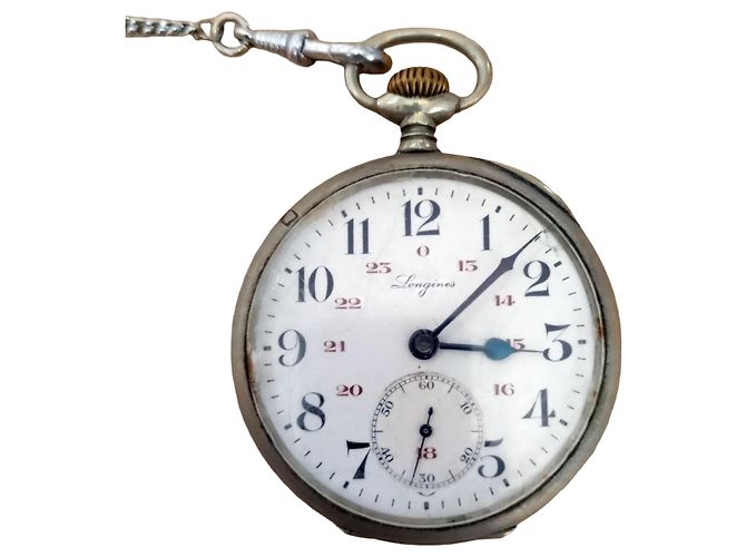 Relógio de Bolso Longines Railroad Prata Branco