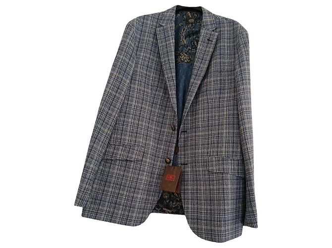 Etro Blue Checked Wool-Blend Blazer
