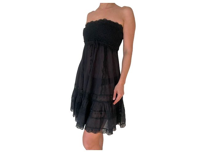 Autre Marque Vestido palabra de honor Charo Ruiz con encaje negro