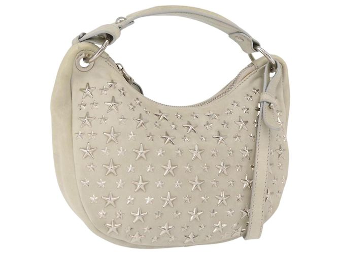 Bolsa de Ombro Jimmy Choo em Couro Marfim Prata Auth BA12565A