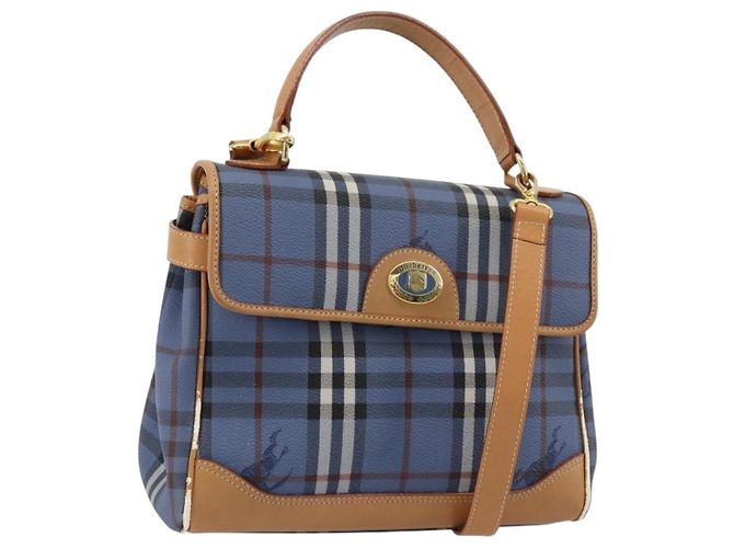 Borsa Burberry in PVC 2way Blu Oro Auth 179143 D'oro