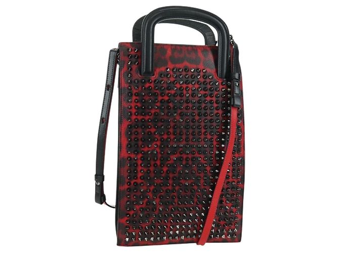 Bolso Christian Louboutin de cuero 2way Rojo Plata Auth bs35035V Roja