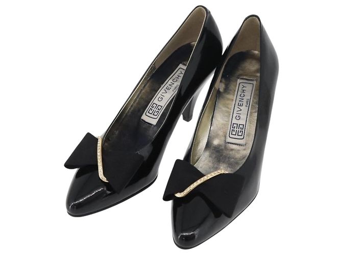 GIVENCHY Absatz Lackleder Schwarz Gold Auth ti3934 Golden