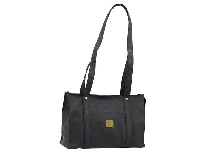 Borsa a tracolla MCM Vicetos Logogram PVC Nero Oro Auth mr2450 D'oro