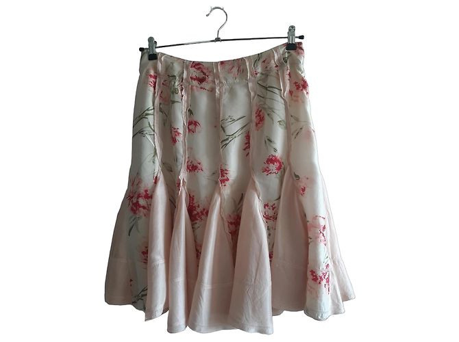 Stella Forest Seidenrock mit Blumenmuster Pink Creme Hellgrün