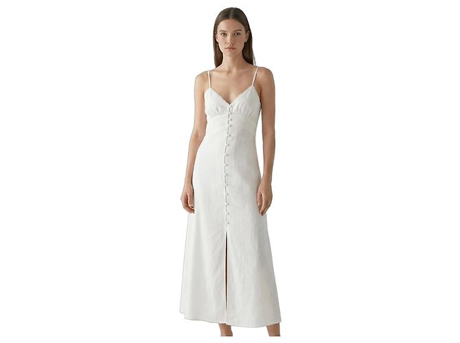 Autre Marque Weißes Midikleid mit schmalen Trägern