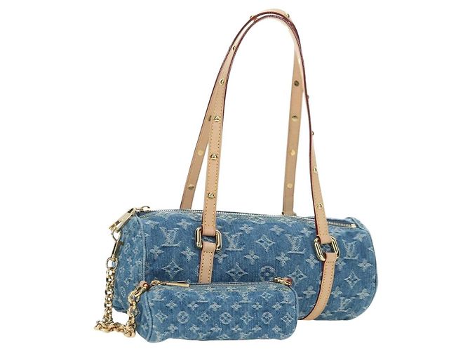LOUIS VUITTON Borsa Monogram Denim Papillon MM Blu M46830 LV Auth 179081SM