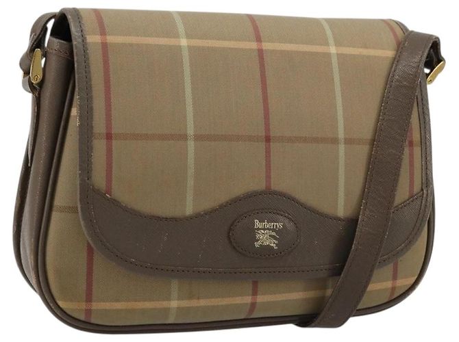 Borsa a tracolla Burberrys Nova Check in tela beige e oro Auth mr2457 D'oro
