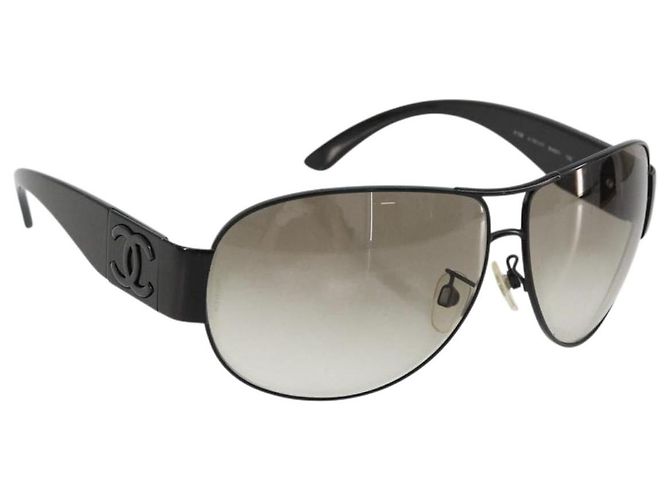 Occhiali da sole CHANEL plastica Black 4128 CC Auth hk3744A Nero