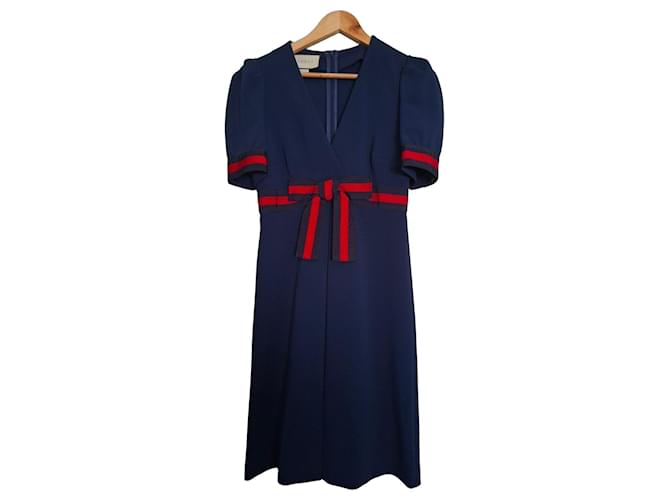 karen cellini dynasty blue dress Blue GG Lamé Dress With Detachable Collar main image 0