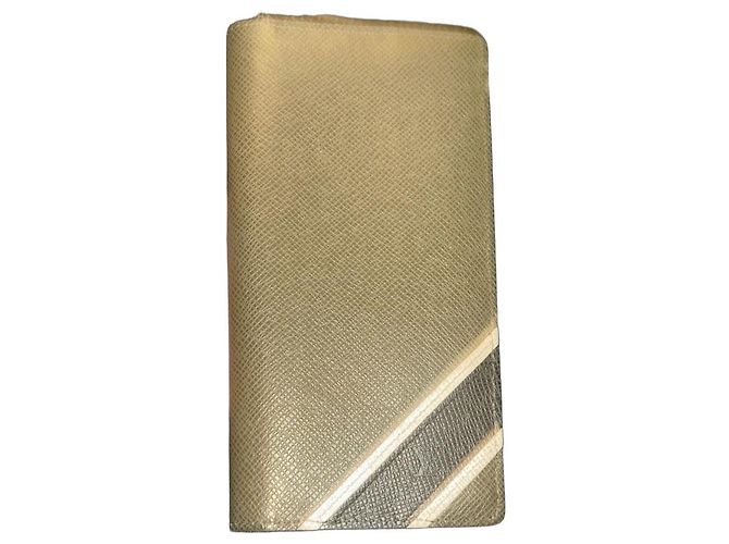 Louis Vuitton Brazza Carteira Couro Cinza Verde oliva